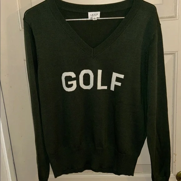 LE LIS sz XL Green Knit Cotton blend V-neck Sweater NWOTS - Picture 7 of 9